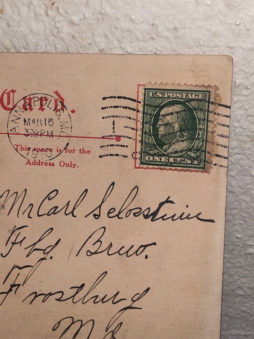 アンティーク1900s スカル　髑髏　骸骨 ポストカード　ビンテージ　死神　骨董