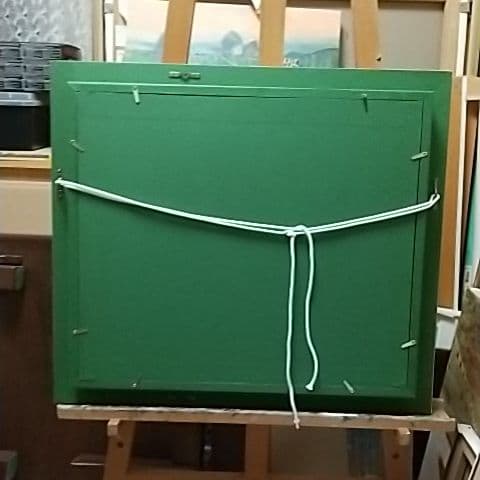 絵画、アクリル画、F8号、妙義山の岩山に立つ男　佐原聖春