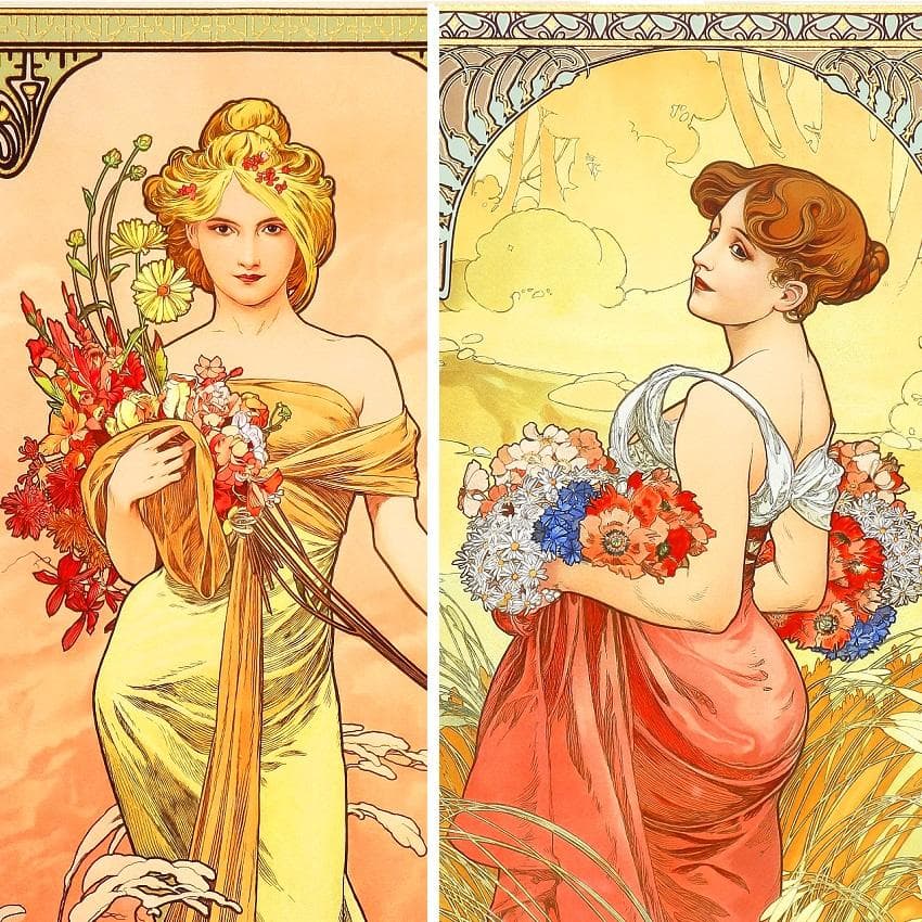 ★新品ミュシャ 限定300部版画 連作『春夏秋冬』4作品セット 財団エンボス入