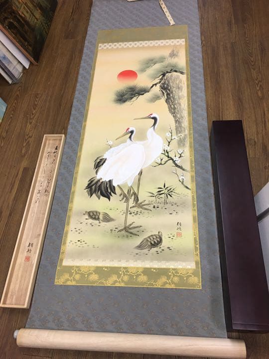 日本画太巻仕立て掛軸直筆画