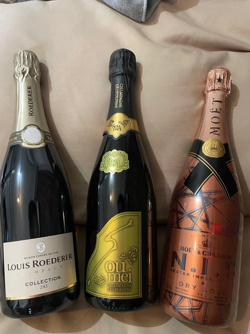 シャンパン3本セット（ルイ・ロデレール、ソウ・メイ、モエ・シャンドン）