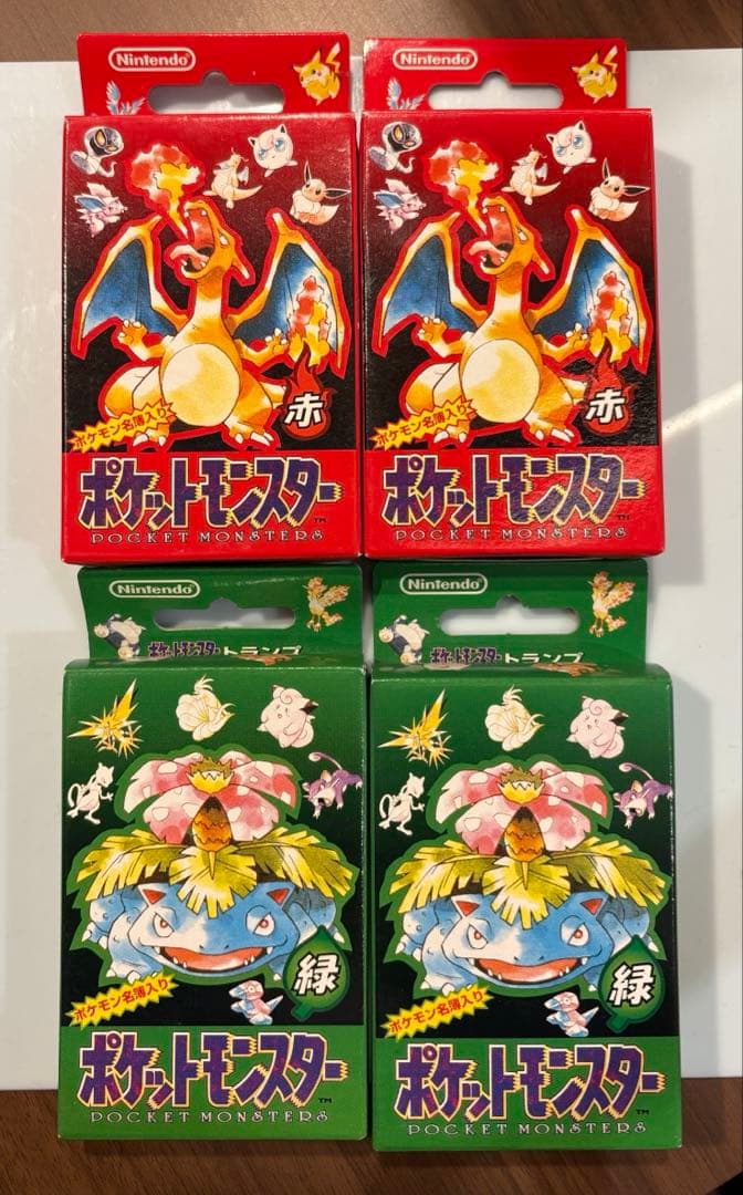 ポケモン トランプ 緑 赤初代 美品 (札54枚 ポケモン名簿入り 説明付)計4