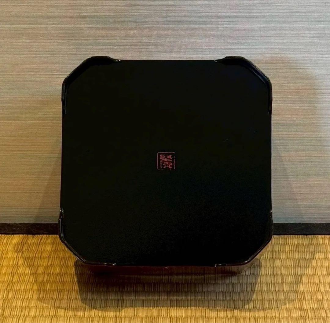 塗師 堅地屋清兵衛 作 冷泉好朱絵 縁高5重 2組 計10点 茶懐石道具 弁当箱