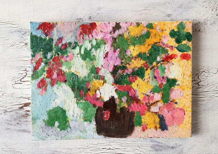 24×32㎝「花瓶の花」油彩・F4