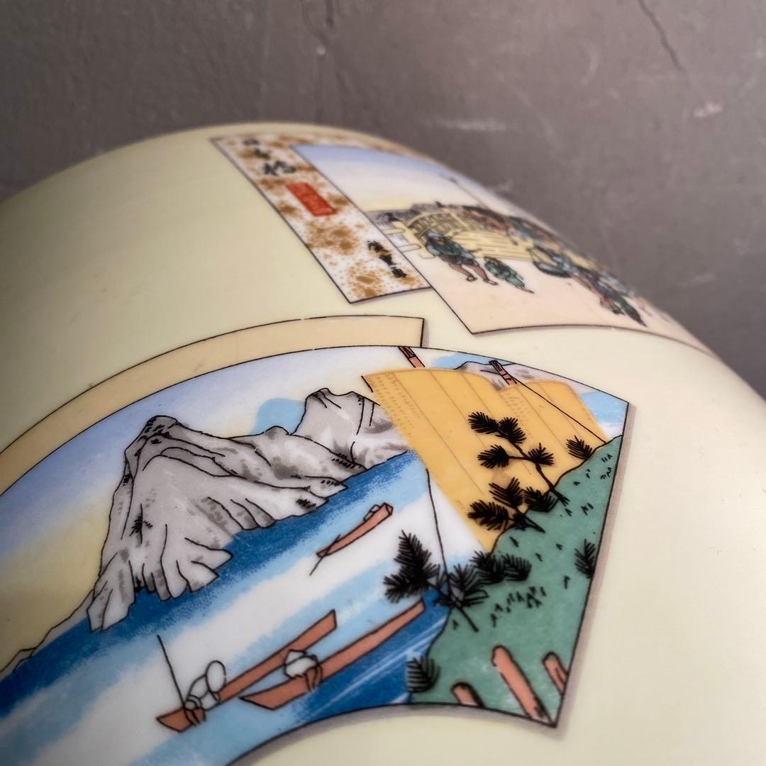 戦前 昭和初期 日陶 オールドノリタケ 浮世絵柄火鉢 手あぶり 歌川広重 骨董品