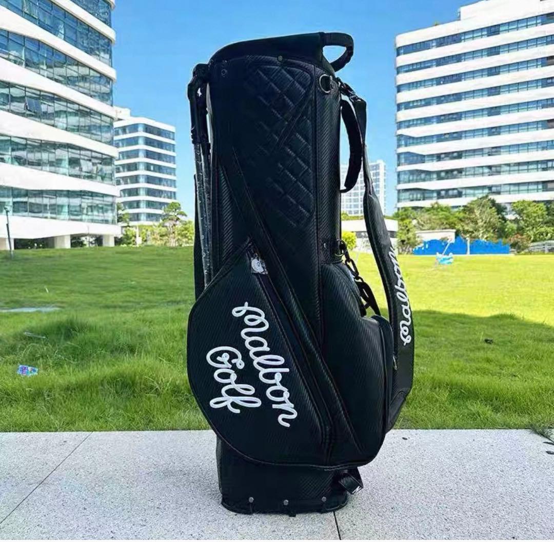 キャディーバッグ　黒　マルボンゴルフ MALBON GOLF スタンド