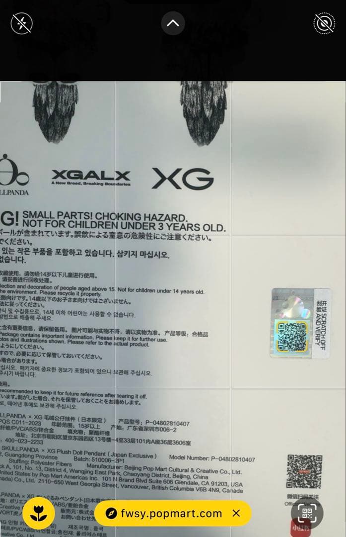 未開封　SKULLPANDA × XG スカルパンダ日本限定　お顔厳選