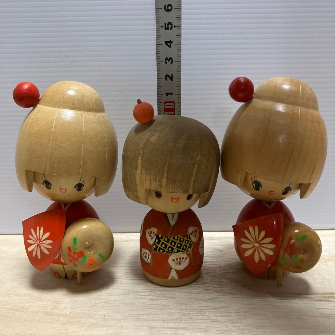E-壁 昭和レトロ こけし 卯三郎 創作こけし 近代こけし 3体セット まとめ