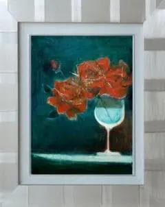 油絵 菅家令子 絵 絵画 インテリア F4-070302 花 ばら