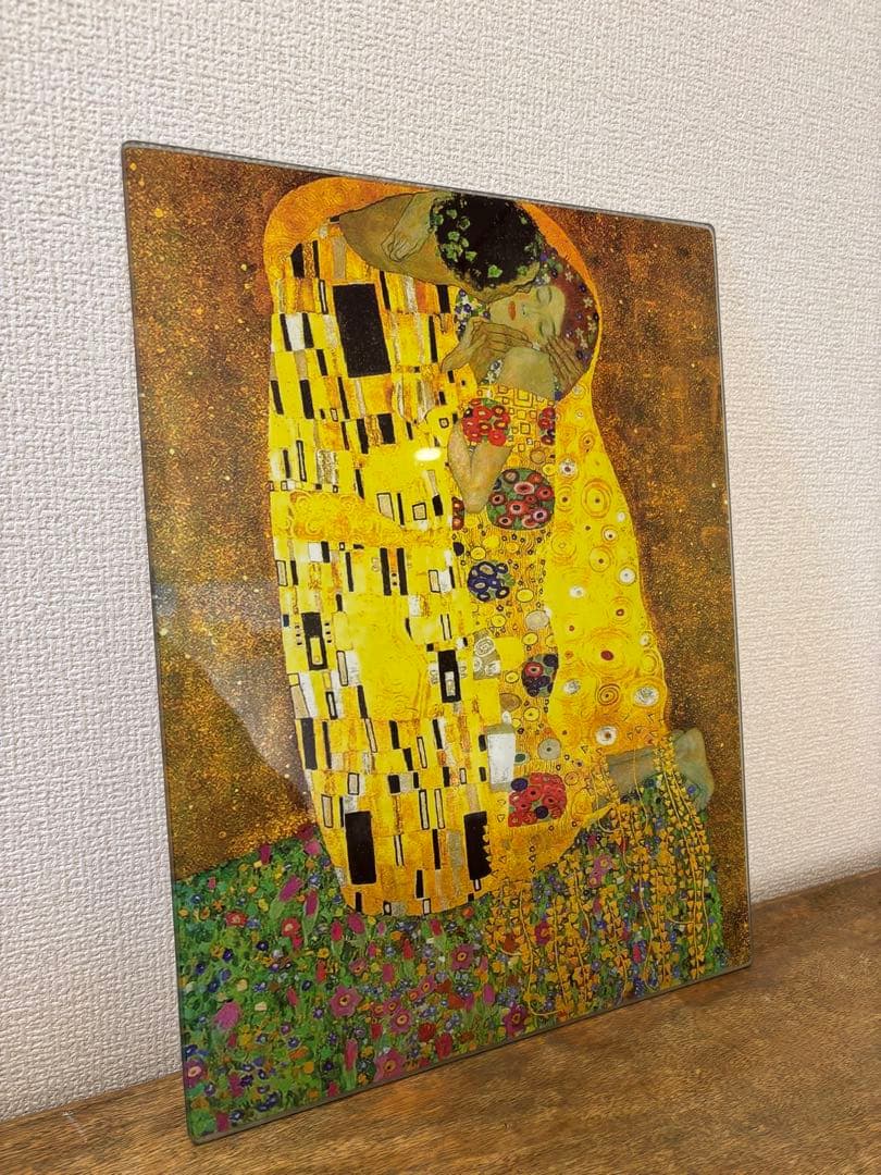 アートパネル　接吻 グスタフ・クリムト ガラス板アートプリント　インテリア