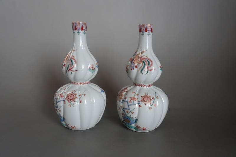 色絵花鳥文　瓔珞文　鳳凰文　神具　榊　花器　花瓶　酒器　徳利　２本　2425