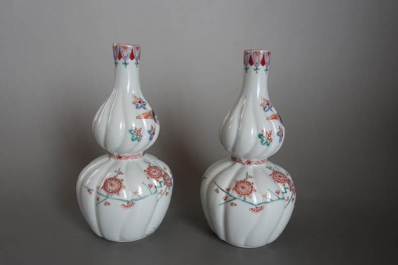 色絵花鳥文　瓔珞文　鳳凰文　神具　榊　花器　花瓶　酒器　徳利　２本　2425