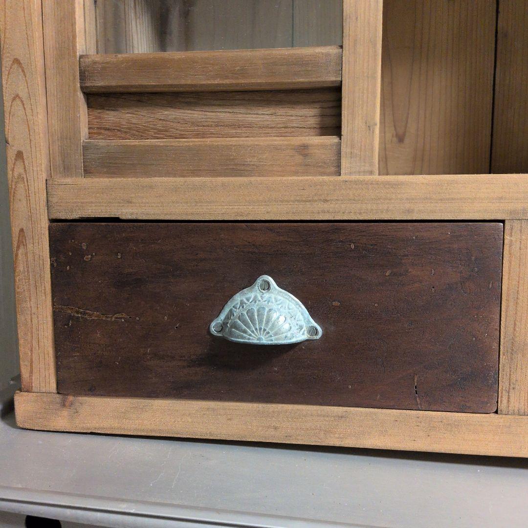 ブロカント古道具ビィンテージキャビネット ガラス扉付き