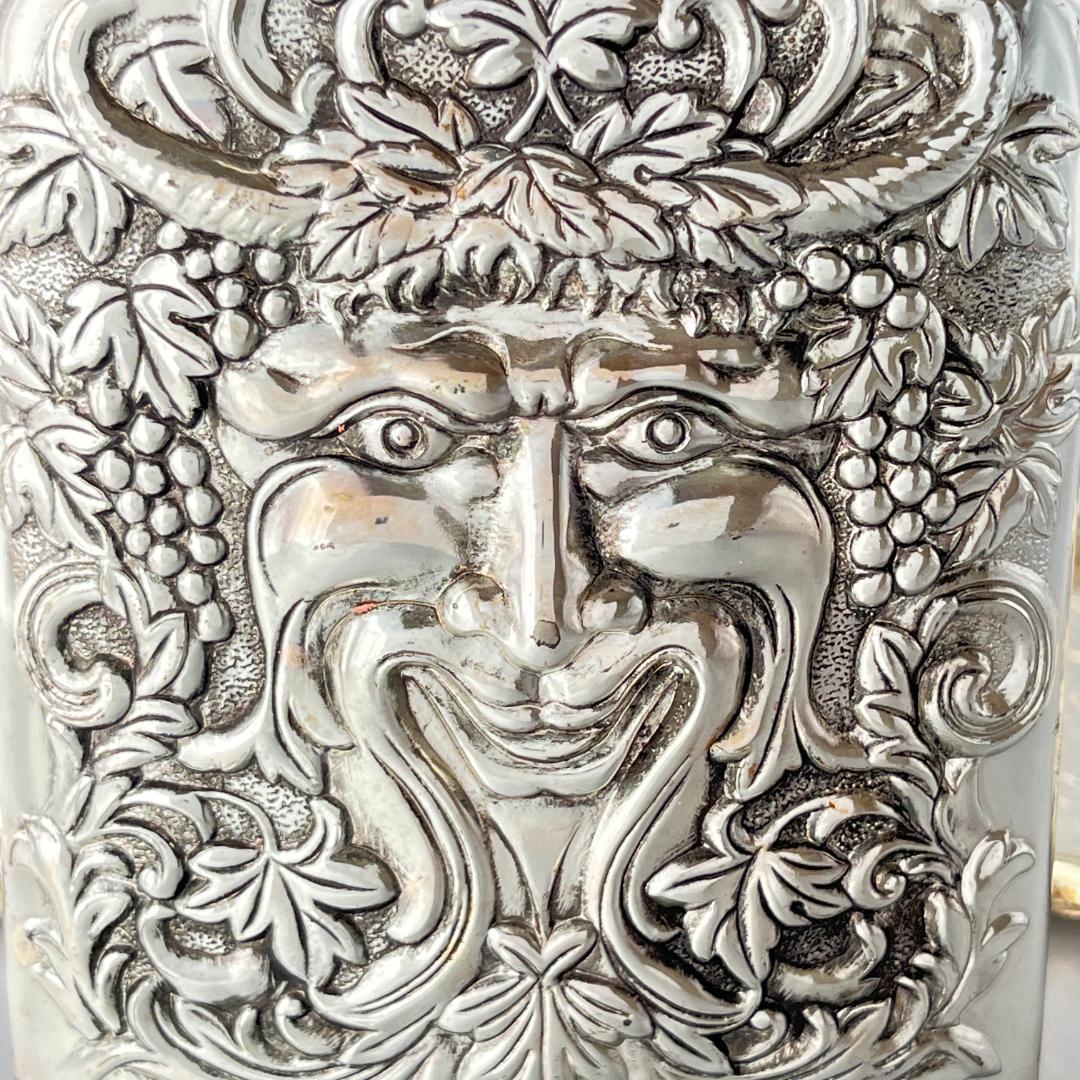 【Godinger】 バッカスのフラスク【シルバープレート】ウイスキーボトル