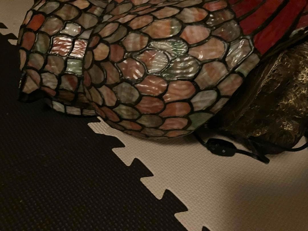 フクロウ　ステンドグラス　ランプ　ナイトランプ