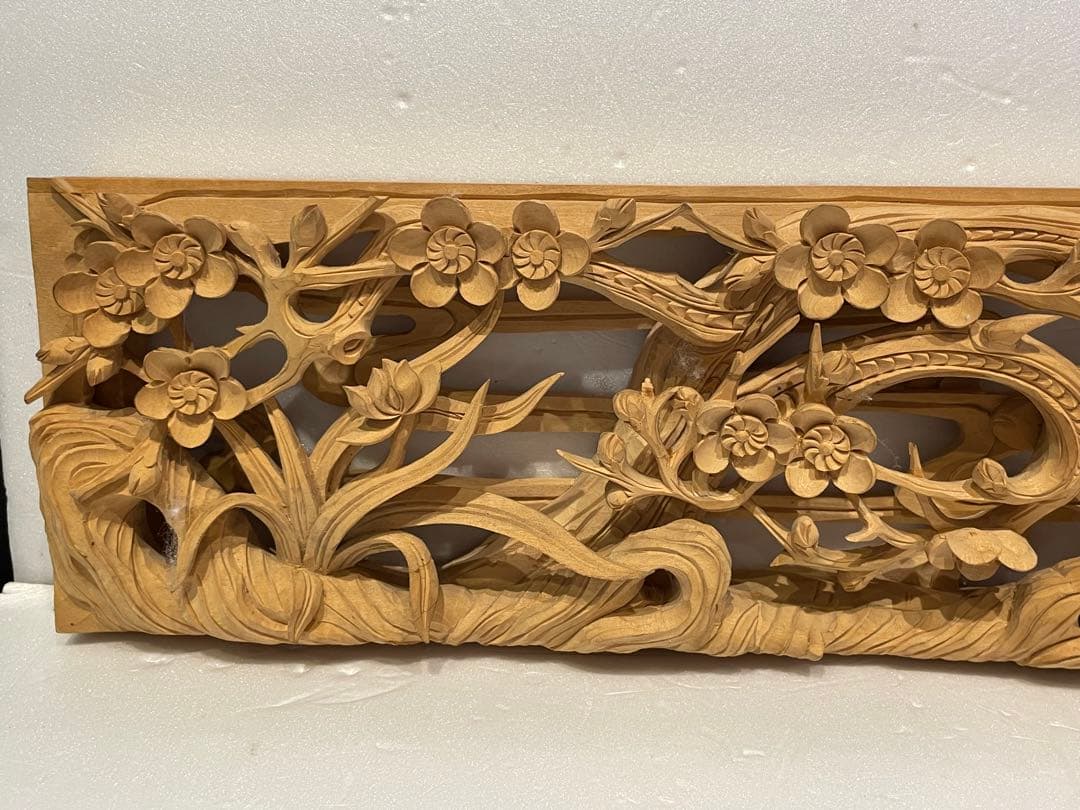 欄間　桜　菊　飾り　置物　住まい　美術品　アンティーク　コレクション