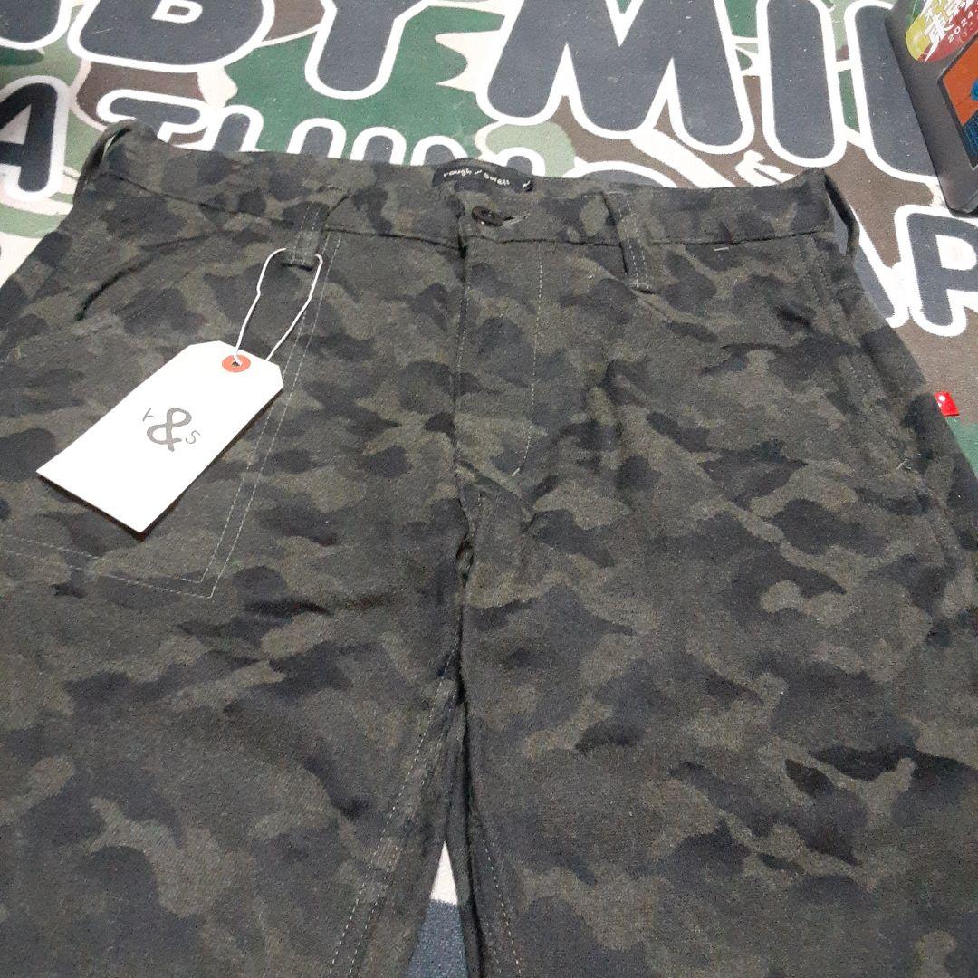 新品未使用 rough&swell ラフアンドスウェル　カモ柄迷彩　ウールパンツ