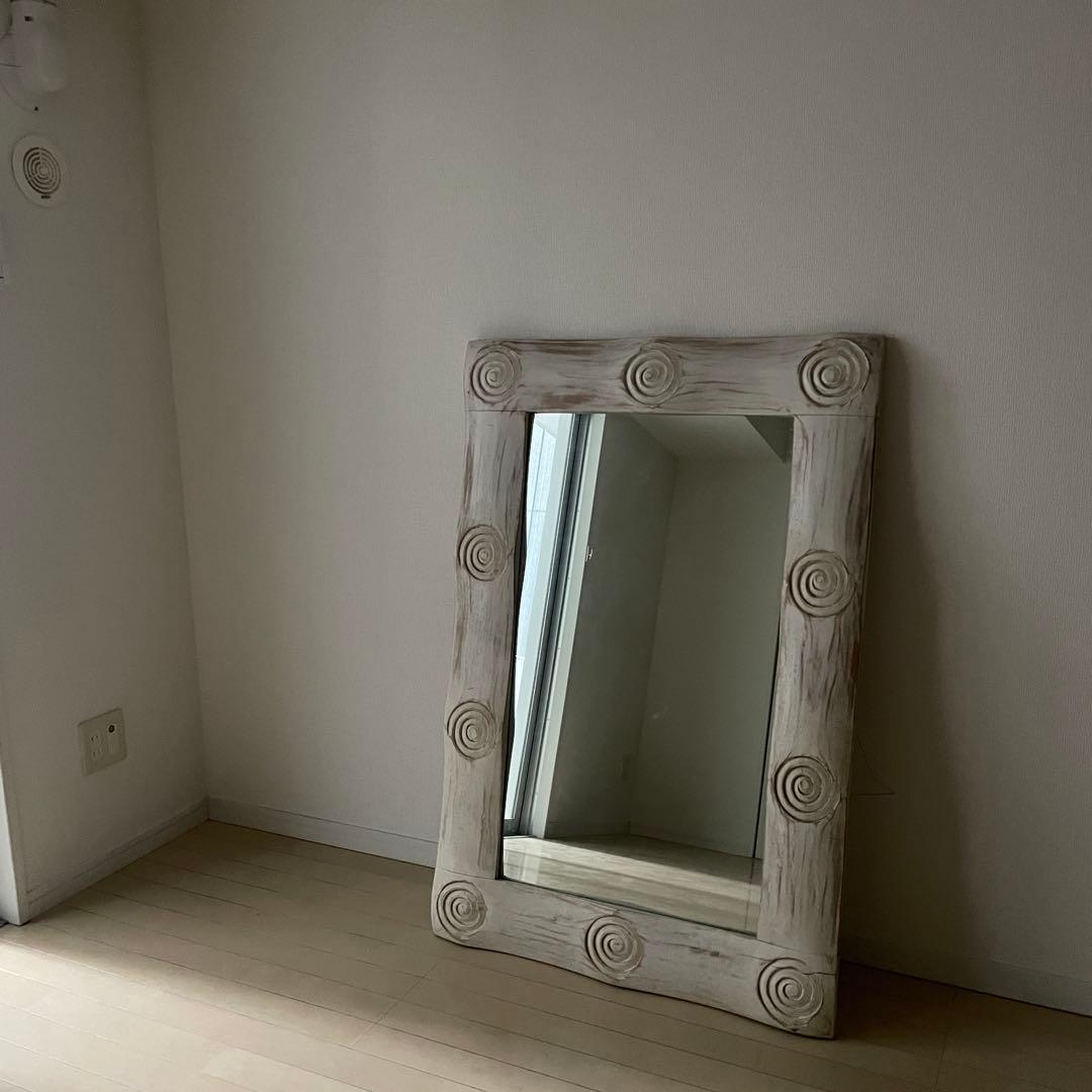 アンティーク ミラー 姿見 全身鏡 木製フレーム 店舗什器 ヴィンテージ