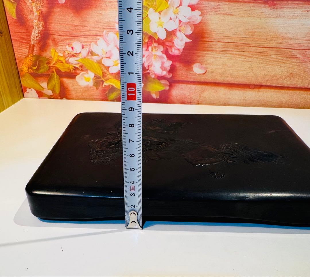 希少　年代物　唐獅子「扶翼皇運」書道硯　硯箱