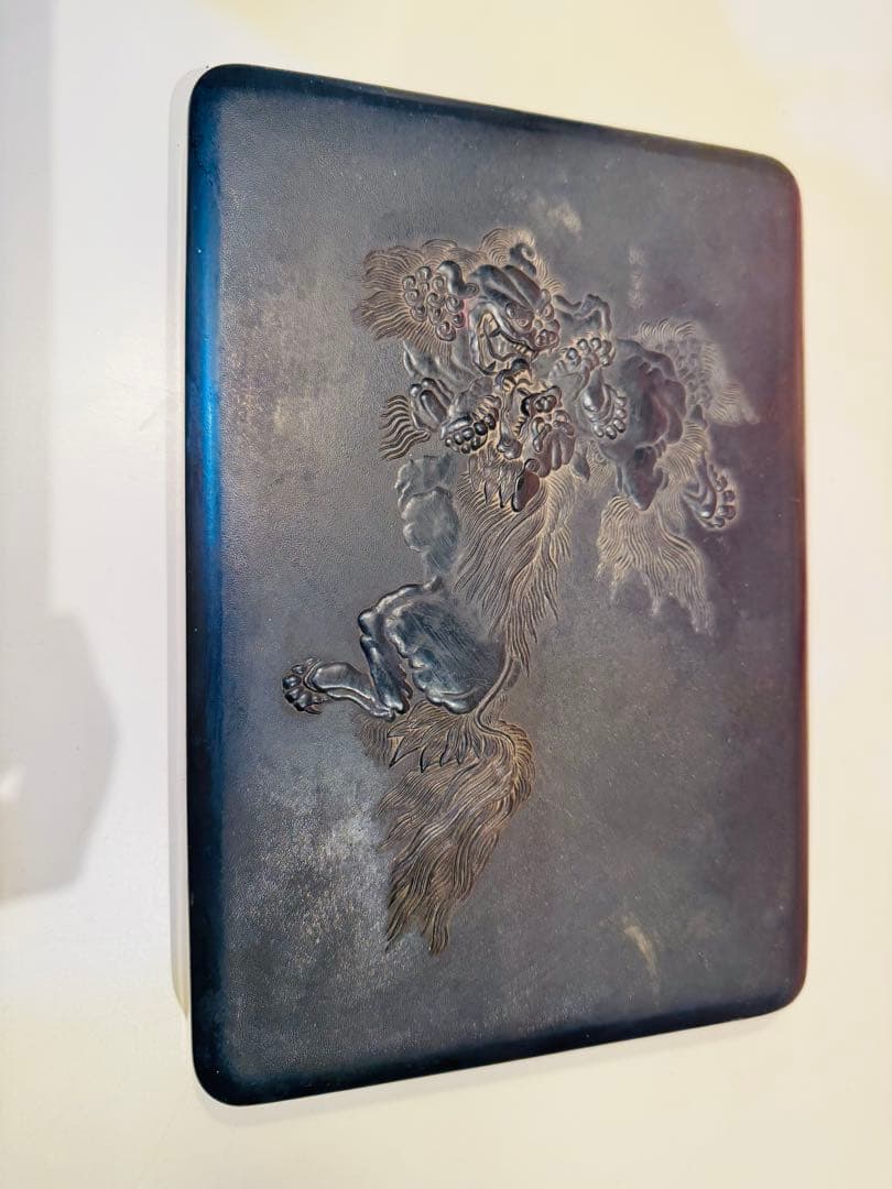 希少　年代物　唐獅子「扶翼皇運」書道硯　硯箱