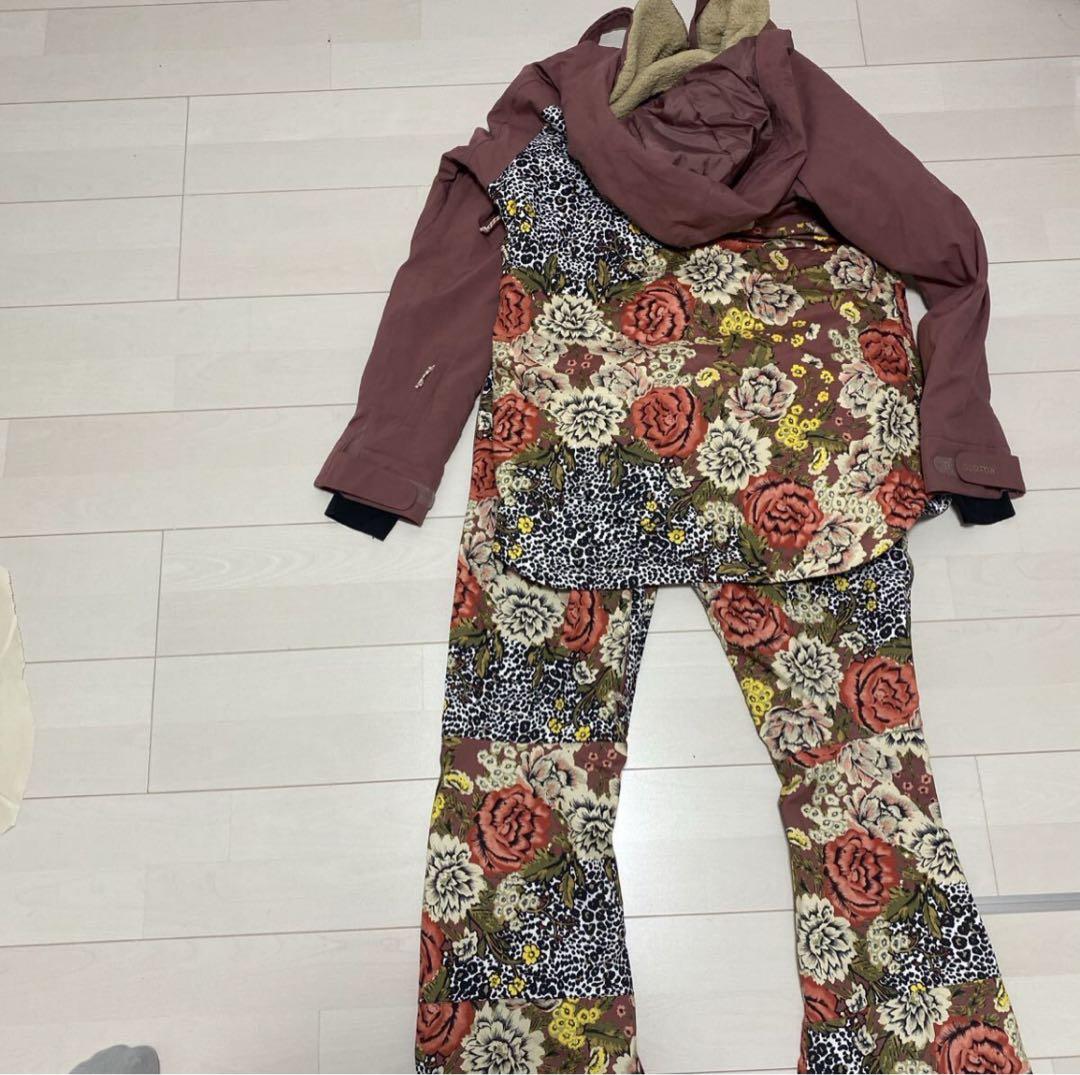 【M】 BURTON バートン レディース スノーボードウエア　ビブパンツ 花柄