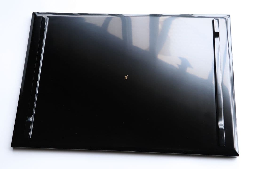 MA202 輪島塗 慶塚 扇面五節句蒔絵 卓上膳 五客 黒塗 足付長方膳 木製