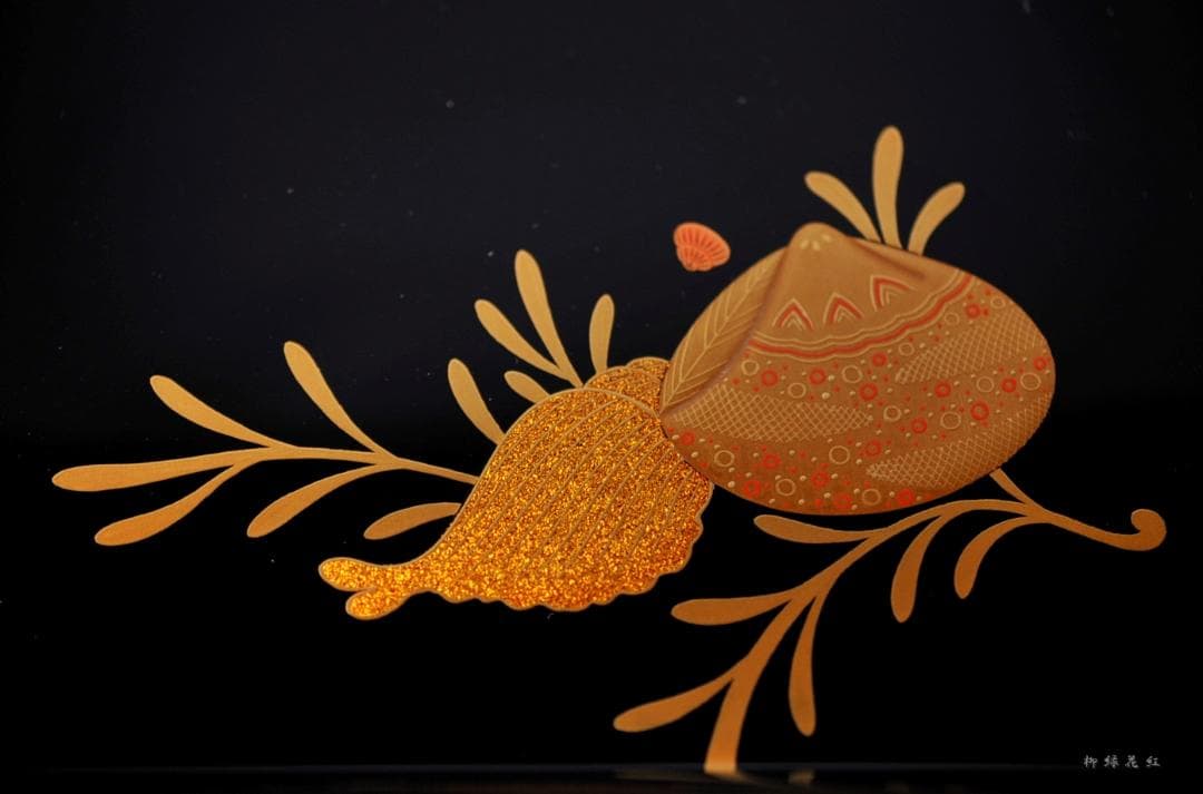 【Tatsu Kazuki】茶平一斎 海松貝蒔絵 四方盆 共箱