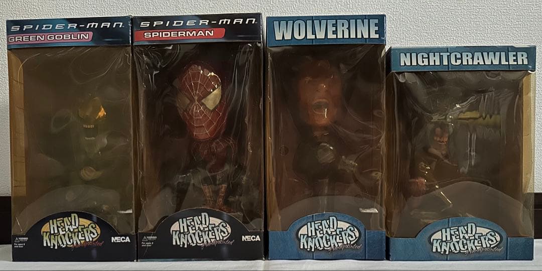 MARVEL　NECA　ボブルヘッド　スパイダーマン、X-MEN　4体セット