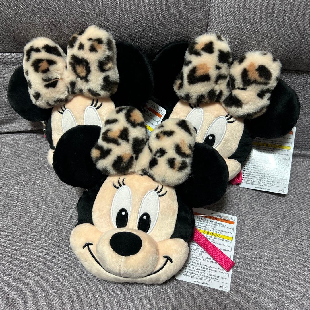 ヒョウ柄 ファンキャップ(ピンク、茶色、白)ショルダーバック ディズニー ミニー