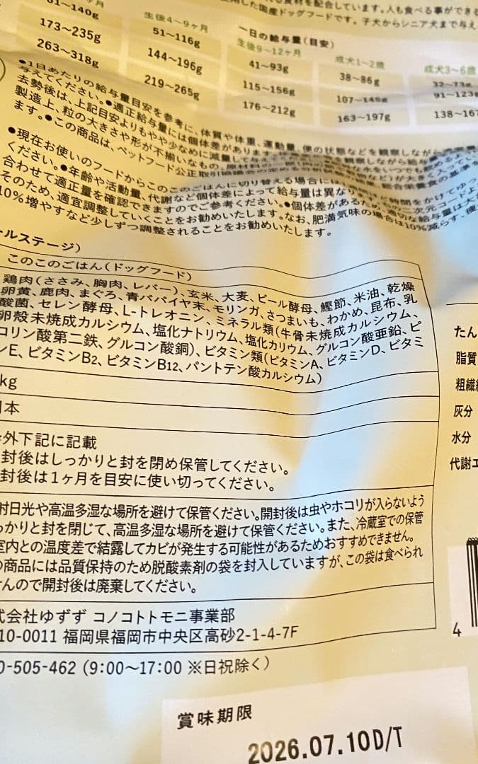 コノコトトモニ このこのごはん1kg×8袋 小型犬用ドッグフード