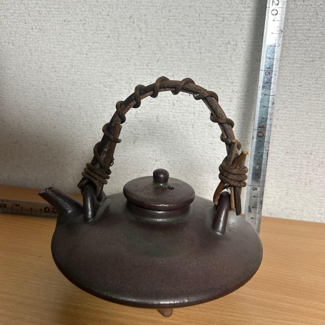 自宅保管品　黒薩摩の銚子　急須　 銘　柿