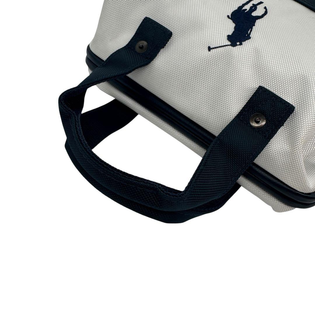 美品 ポロラルフローレン ゴルフ カートバッグ ポーチ ホワイト×ネイビー