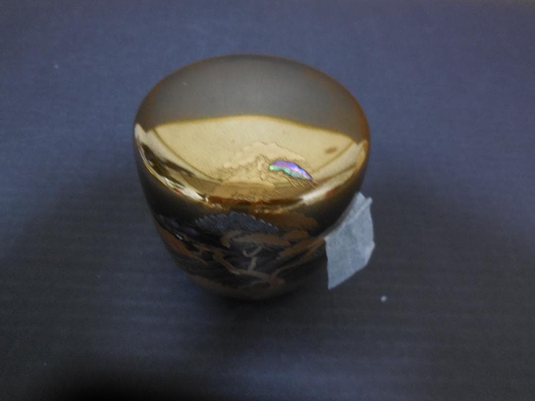 茶道具　中村宗尹　作　棗　　甲金蒔地　松波蒔絵　　共布・共箱・しおり