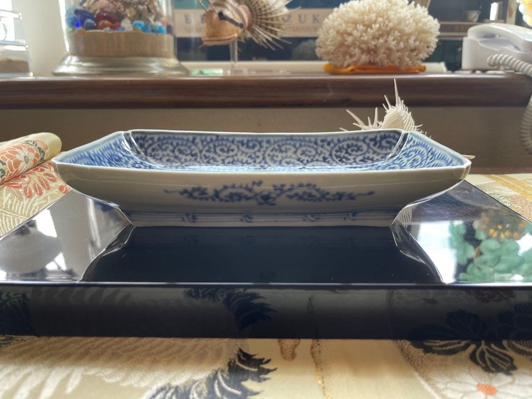 古伊万里　長皿　角皿　蛸から草