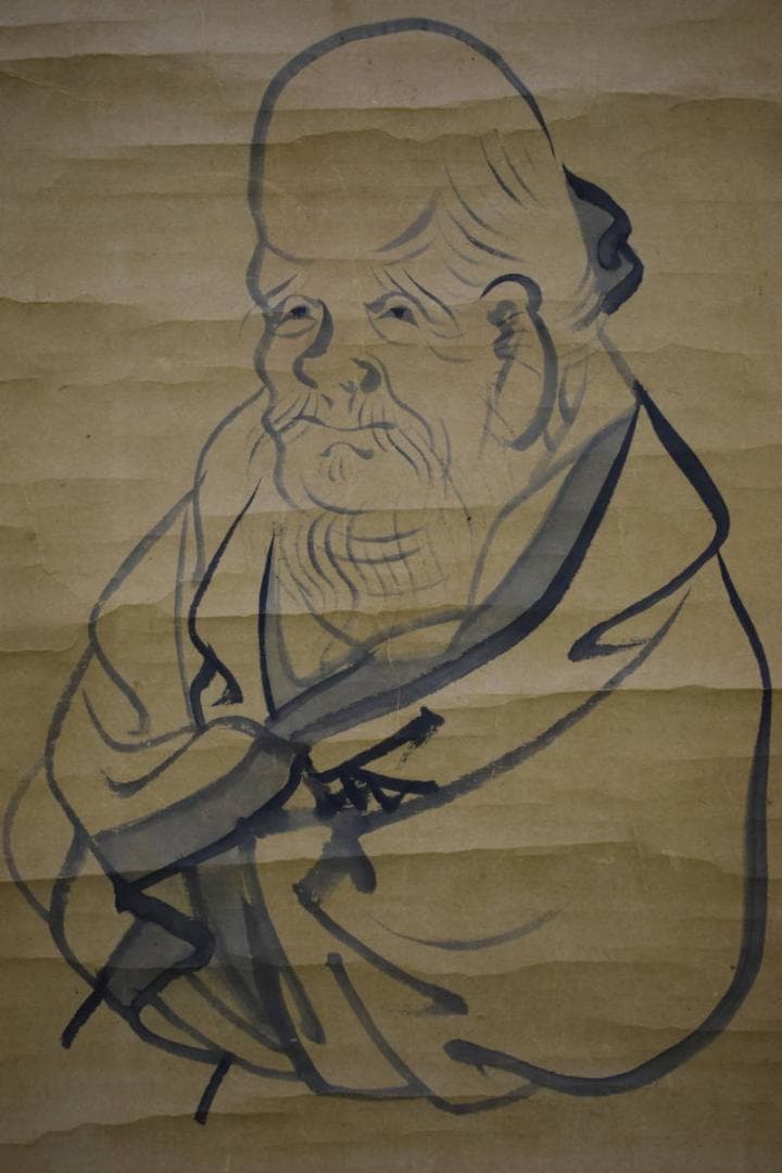 模写/松村呉春/寿老人図/布袋屋掛軸HH-827