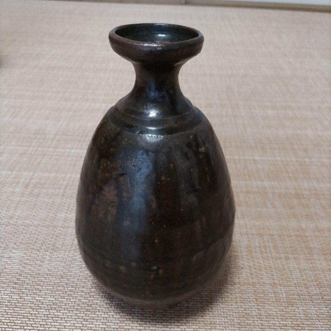 李朝　朝鮮焼　鉄釉花瓶
