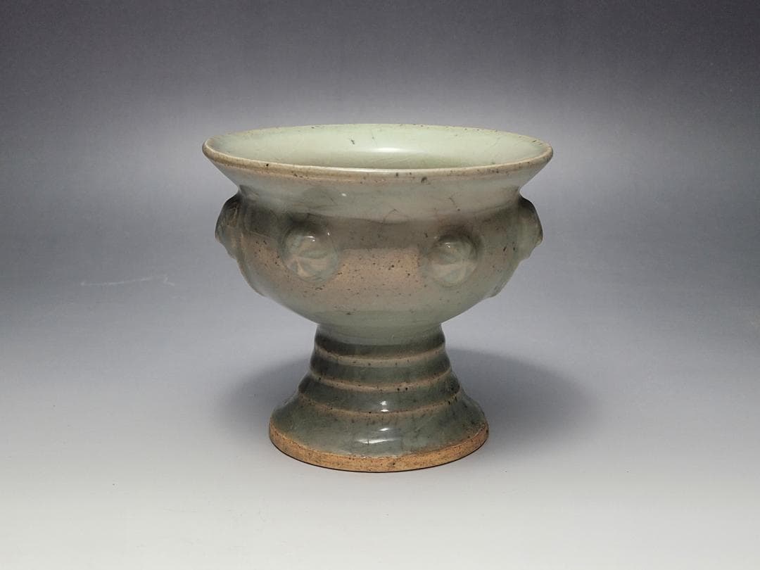 青磁 神獣装飾 香炉 元明時代 幅約11.9cm