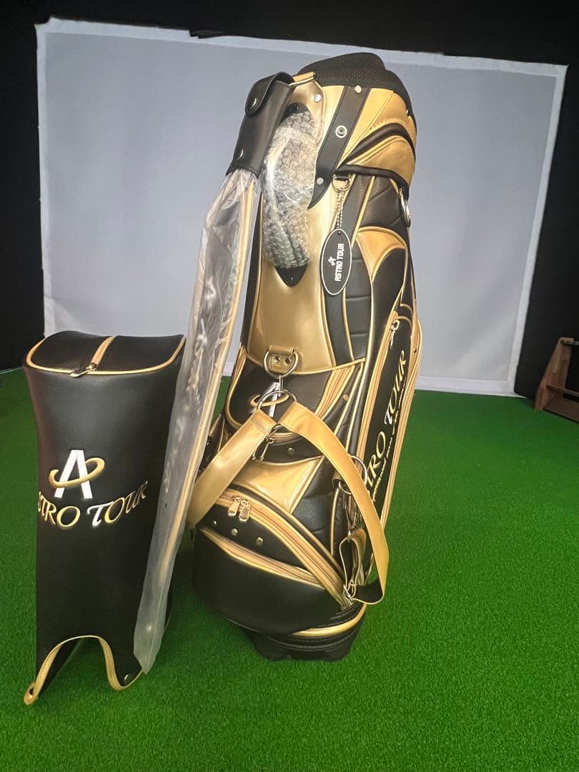 ASTRO TOUR ゴルフバッグ 黒/金 カバー付き