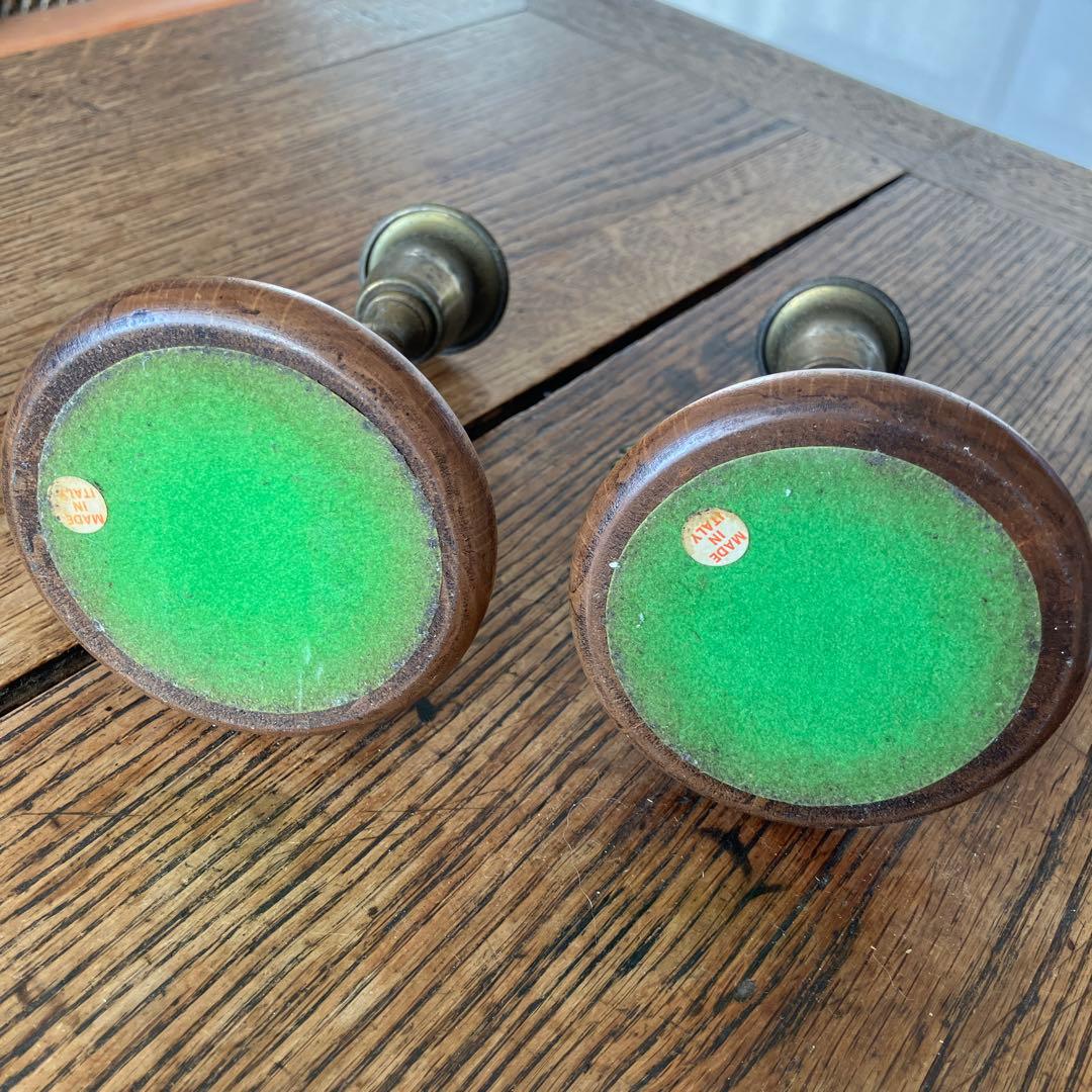 真鍮と木製のキャンドルホルダー2個セット