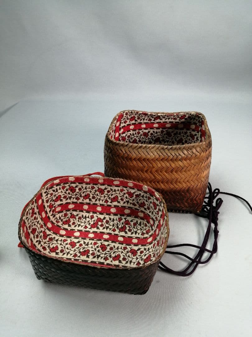 【茶道具】時代籠茶箱 茶道具セット付属　茶箱149