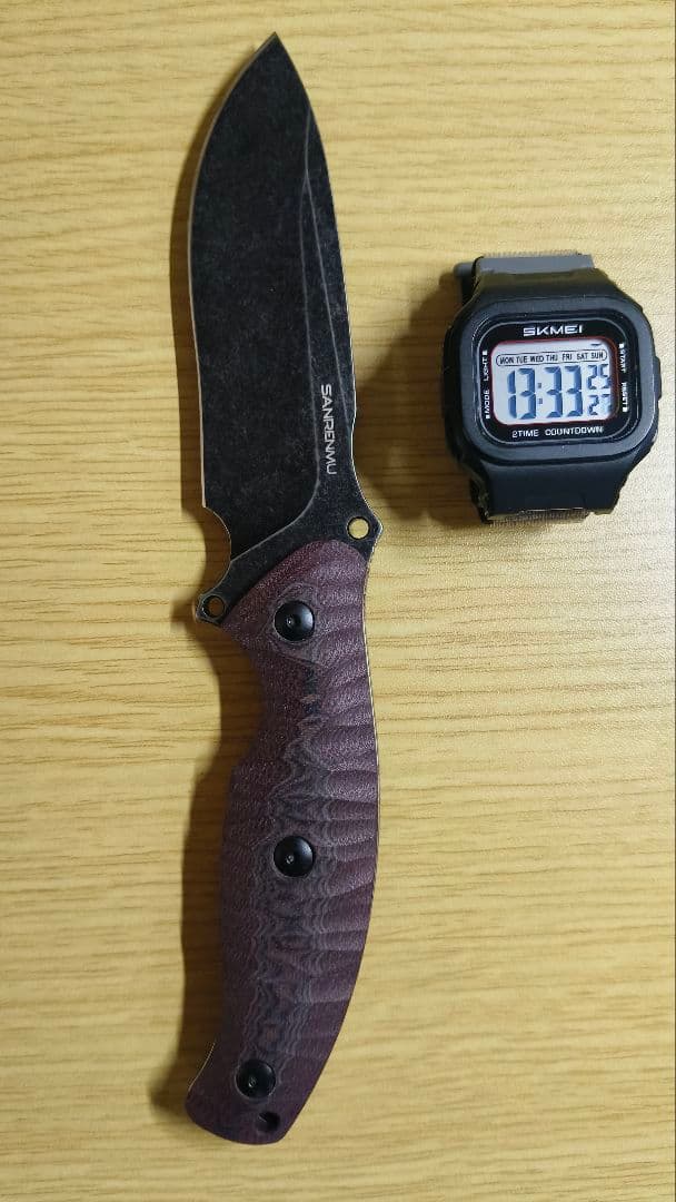 ​三刃木 S745 14C28N鋼 フルタング直刀 + 牛本革40cm