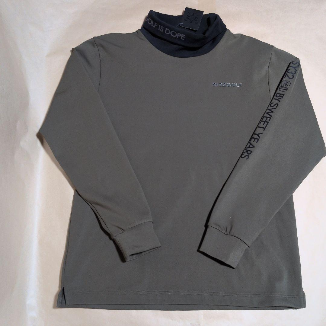 SY32:メンズ:Lサイズ:ハイネックシャツ:オリーブ色