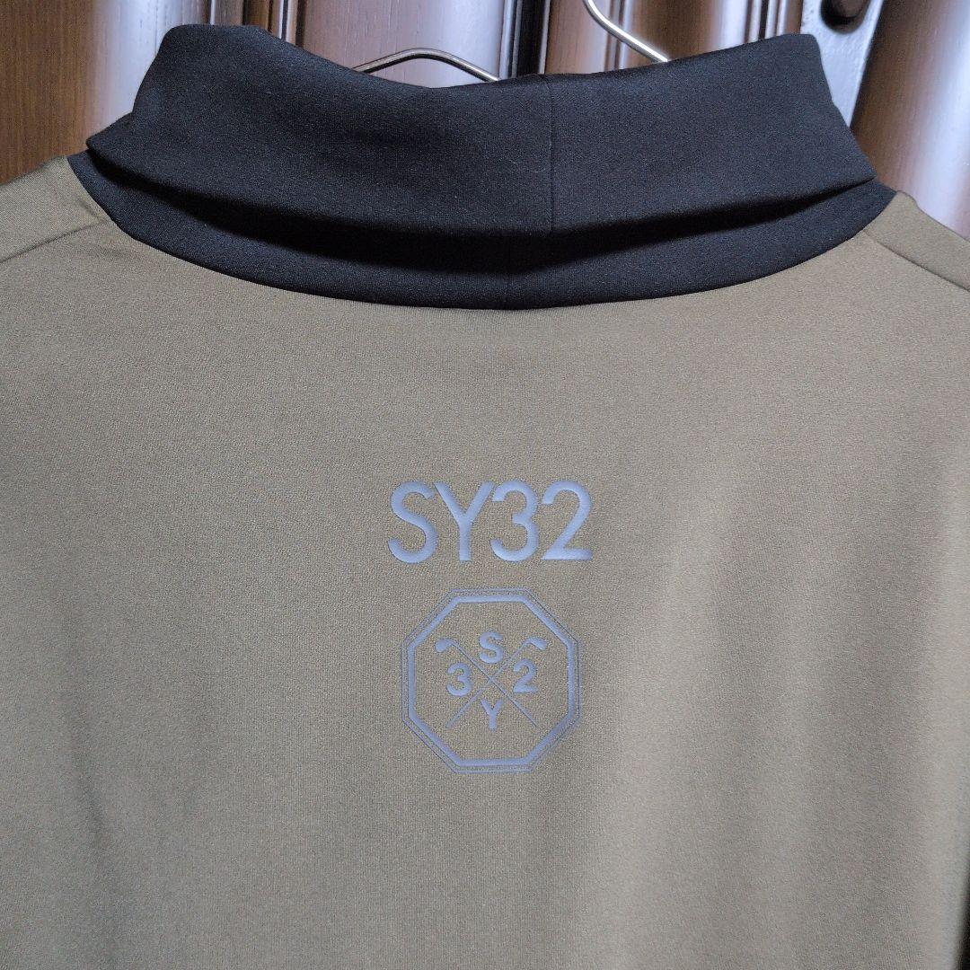 SY32:メンズ:Lサイズ:ハイネックシャツ:オリーブ色