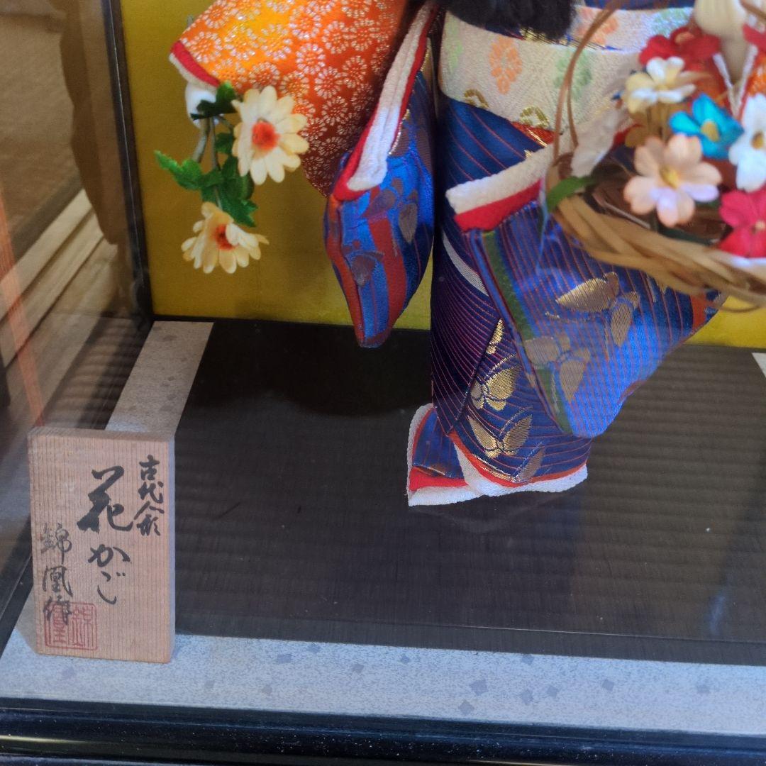 古代人形花かご