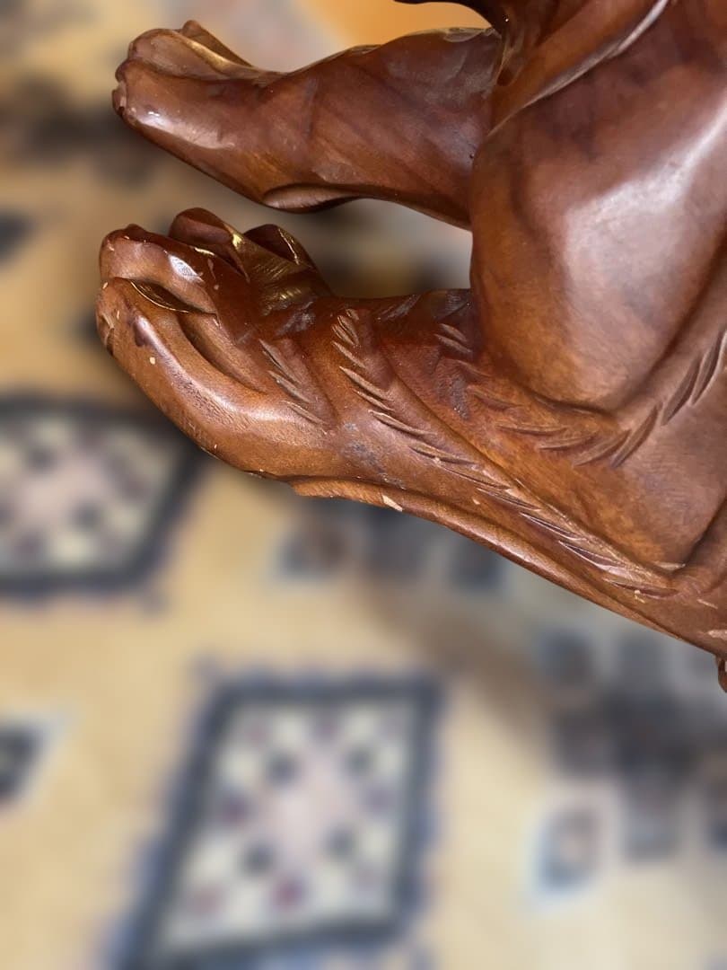 木彫り虎 置物 大型 手彫り 彫刻 オブジェ 縁起物