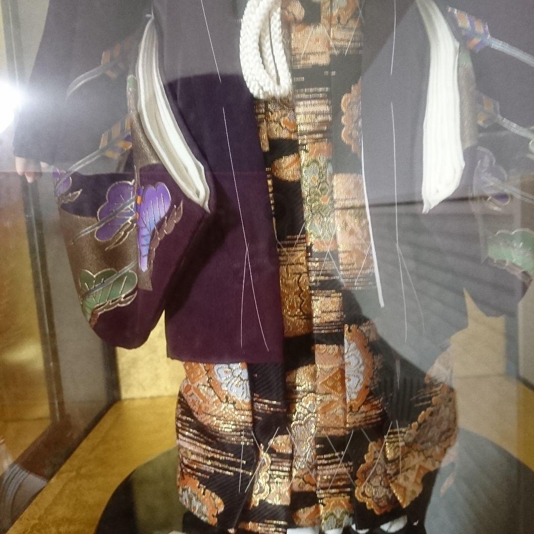 市松人形 紫と金色 　男児　春光作　　伝統的和服