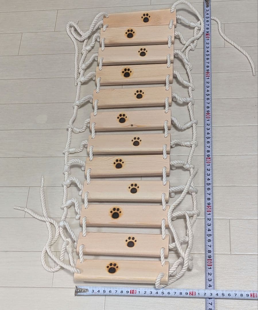 No18 【パイン材】キャットステップ　特大　猫用吊橋　ハンドメイド