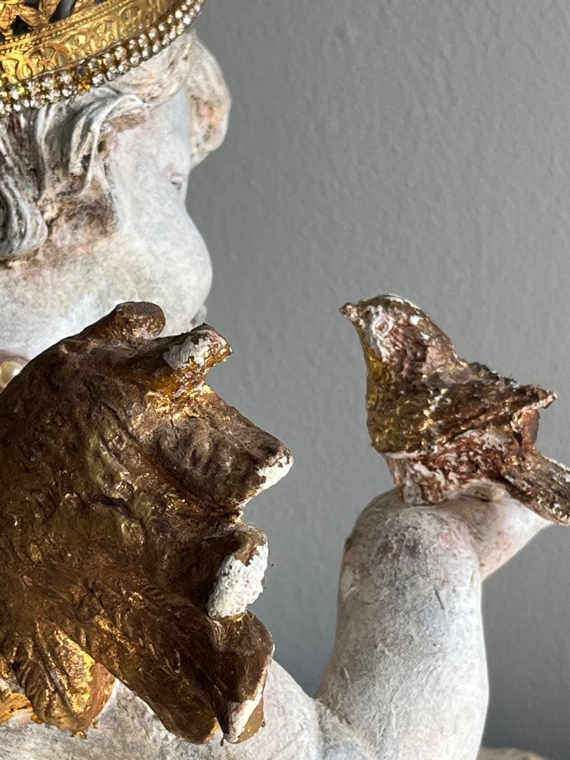 フランス製 ビンテージ アンティーク調 天使像 石膏製 室内装飾オブジェ