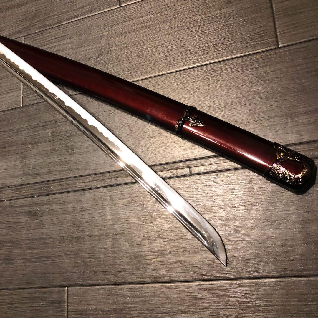 高級居合刀　高級模造刀　樋入刀身　朱拵え　合金刀身