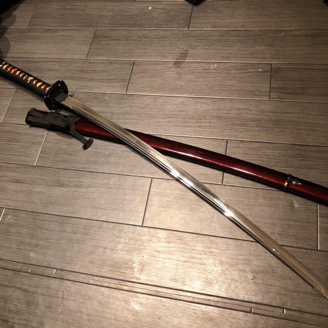 高級居合刀　高級模造刀　樋入刀身　朱拵え　合金刀身